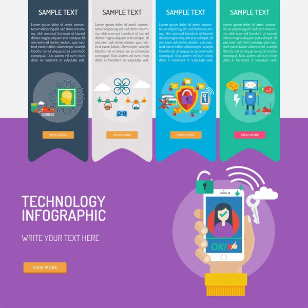 Technology Infographic Illustration Design — Stock Vector