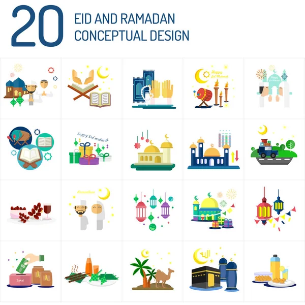 Eid Mubarak Ramadán Diseño Conceptual — Vector de stock