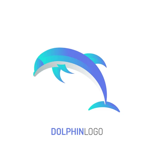 Dolphin Logo Jumping Dolphin Golden Ratio Technique Gradient Color - Stok Vektor