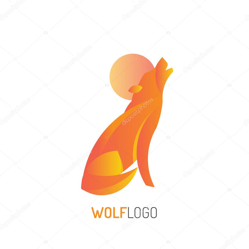 Wolf Logo | howling wolf | with golden ratio technique and gradient color