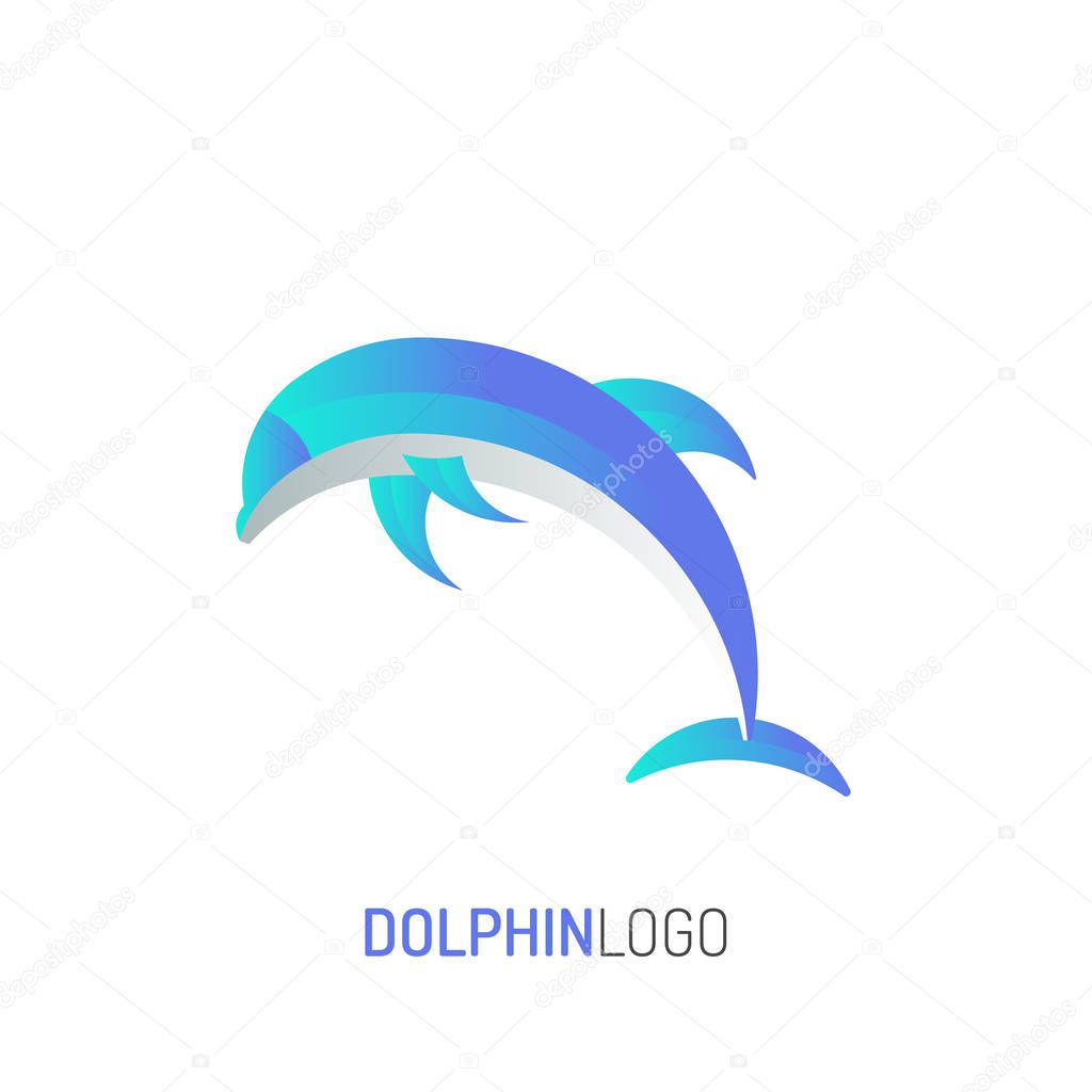 Dolphin Logo | Jumping Dolphin | with golden ratio technique and gradient color