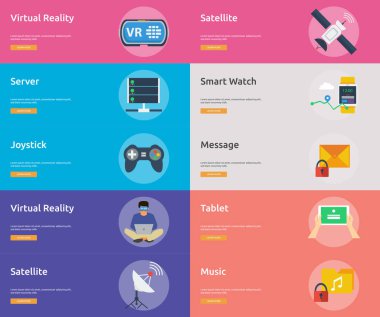 Teknoloji Banner tasarımı | Büyük afiş düz tasarım illüstrasyon kavramlar için teknoloji, tasarım, modern kümesi, ağ ve çok daha fazlası. küme gibi çeşitli amaçlar için kullanılabilir: Web siteleri, yazdırma şablonları, sunum