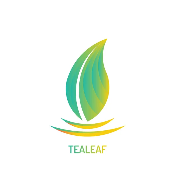 Tea Leaf Logo Design Gradiens Színű — Stock Vector