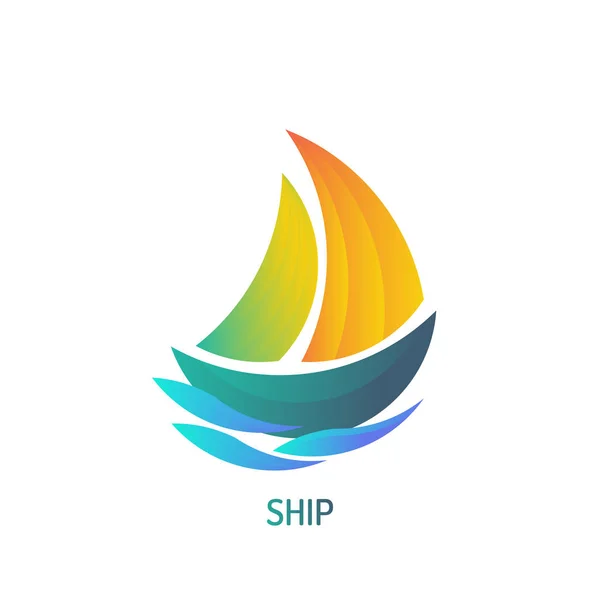 Diseño Del Logotipo Nave Con Color Degradado — Vector de stock