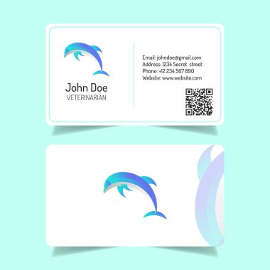 Beyaz arka planlı - yunus logo basit kartvizit tasarımı