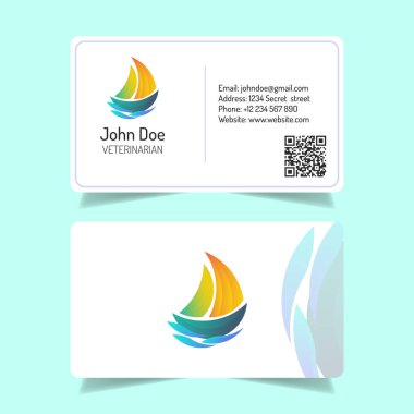 Beyaz arka planlı - gemi logo basit kartvizit tasarımı