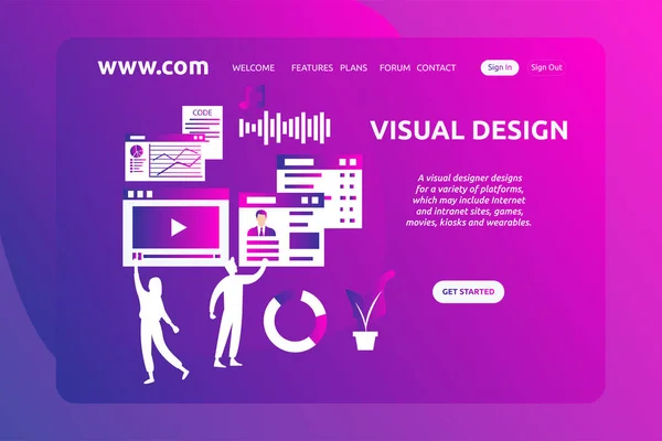 Landing Page Design Visual Design — Stock Vector