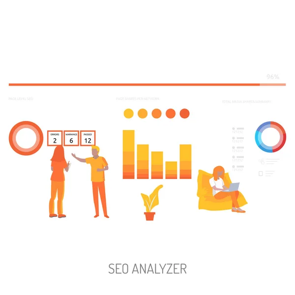 Seo Analyzer Konceptuell Design — Stock vektor