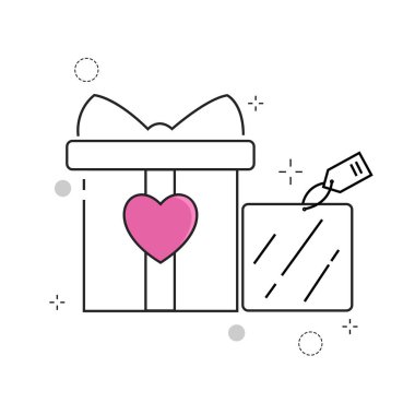 Düğün simgeleri iki sevgi dolu anahat stili ile hediye