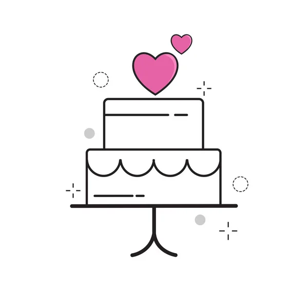 Iconos Boda Pastel Amor Con Contorno Lleno Estilo — Archivo Imágenes Vectoriales