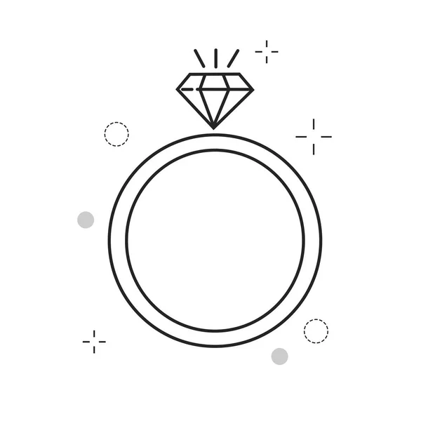 Wedding Icons Ring Love Outline Filled Style — Stock Vector