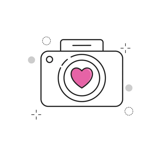 Свадебные Иконы Камеры Любовь Наброском Заполненный Стиль — стоковый вектор