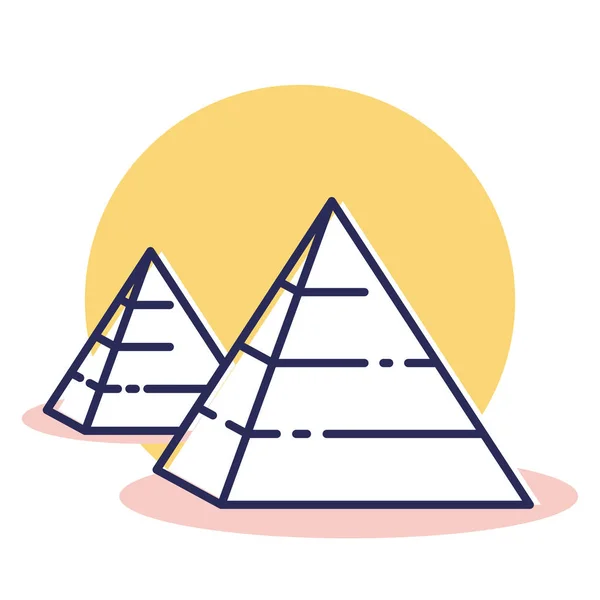 Pyramidensymbol Reise Und Reiseziel Mit Umrissen — Stockvektor
