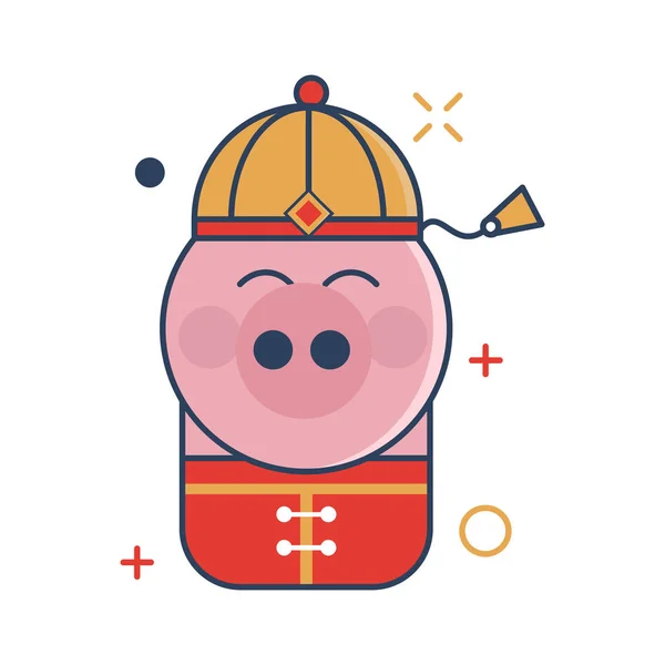 Pig Chinese New Year 2019 Icon Pig Boy Icon Outline — Stock Vector