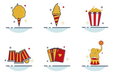 Karnaval simge seti ile anahat Dolgulu Stil