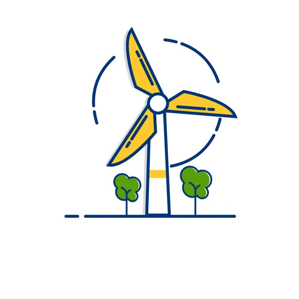 Tuinieren Pictogrammenset Wind Power Icon Met Kaderstijl Gevuld — Stockvector