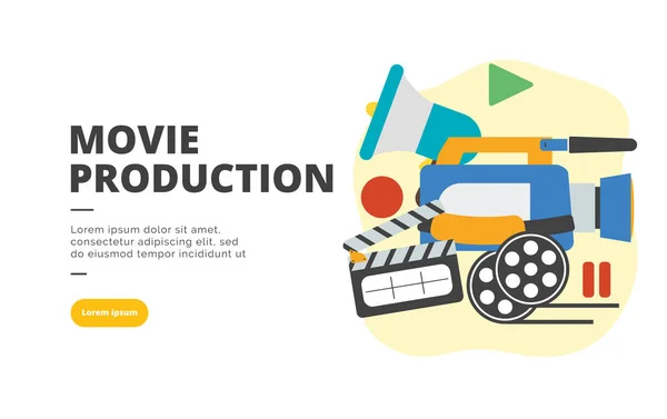 Film Termelési Lapos Bannert Ábra Koncepció Digitális Marketing Üzleti — Stock Vector