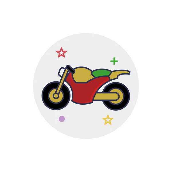 Motocycle Icon Children Toys Outline Filled Style — Stock Vector