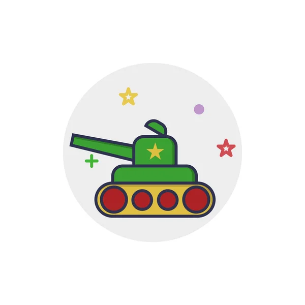 戦車アイコン 子供のおもちゃ 概要といっぱいスタイル — ストックベクタ