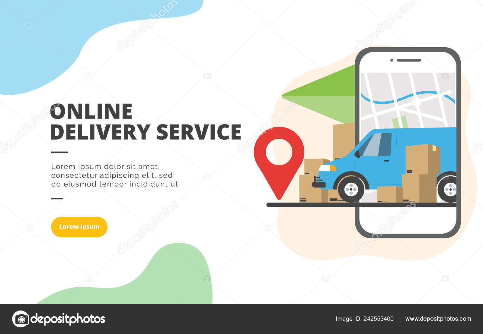 Online Delivery Service Flat Design Banner Illustration Concept