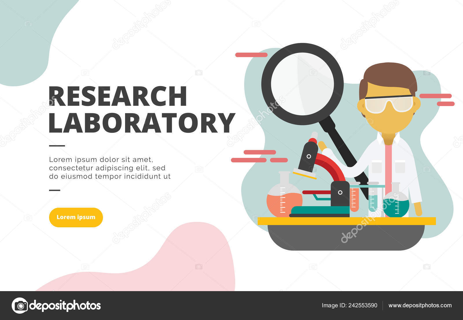 Research Laboratory Flat Design Banner Illustration Concept Digital ...