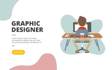 Grafik tasarımcı düz tasarım afiş illüstrasyon kavramı için dijital pazarlama ve iş geliştirme