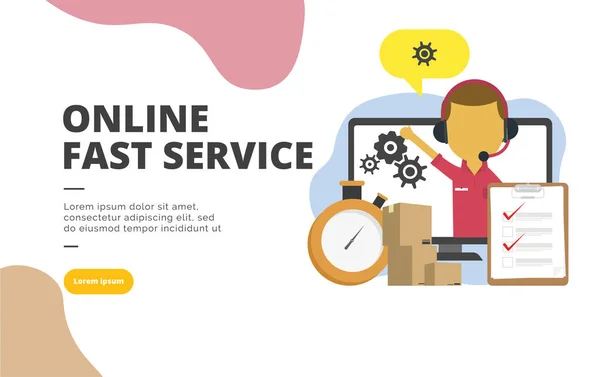 Online Schneller Service Flaches Design Banner Illustrationskonzept Für Digitales Marketing — Stockvektor