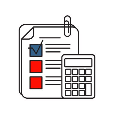 Hesaplama simgesini | İş ve finans - anahat ile stil dolu