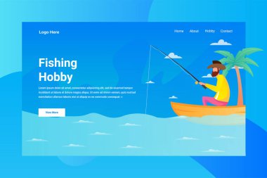 Web sayfası üstbilgisi balıkçılık hobi illüstrasyon kavramı açılış sayfası