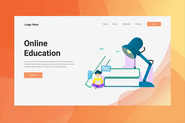 Página Web Cabeçalho Educação Online ilustração conceito landing page — Vetor de Stock