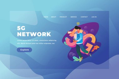 5g Network - Web Sayfası Başlığı Açılış Sayfası Şablon İllüstrasyon