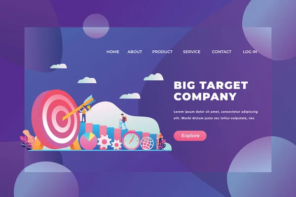Крошечные люди идут к своим целям - Big Target Company Web P — стоковый вектор