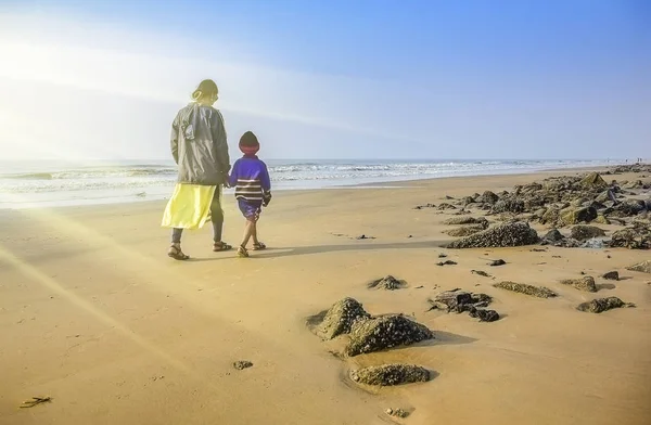 Silhouette East Strandja Indiába Került Sunrise Ban Egy Tiszta Tavaszi — Stock Fotó