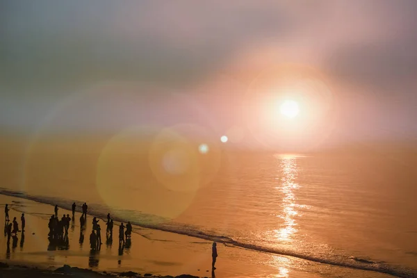 Kleurrijke Zonsopgang Zee Strand Van Oosten Kosten India — Stockfoto