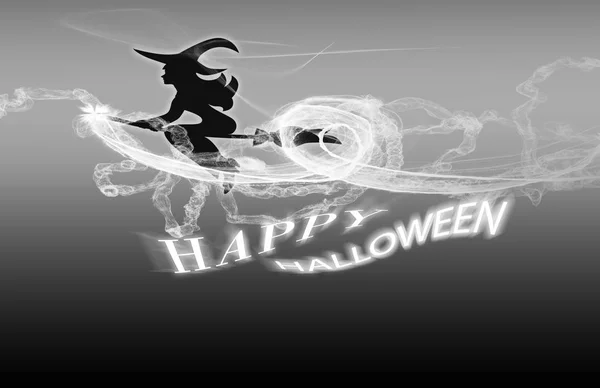 Feliz Halloween Lettering Velho Cemitério Assustador Com Luar Azul Fresco — Fotografia de Stock