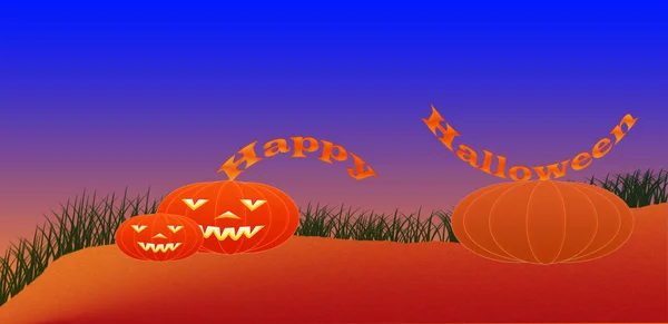 Feliz Halloween Lettering Velho Cemitério Assustador Com Luar Azul Fresco — Fotografia de Stock