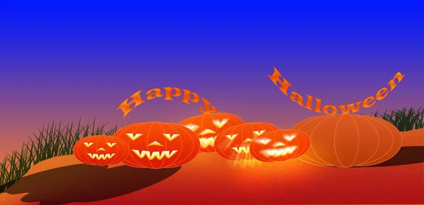 Happy Halloween Napis Creepy Stary Cmentarz Chłodnym Moonlight Niebieski Świecące — Zdjęcie stockowe