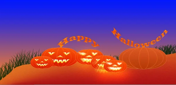 Happy Halloween Belettering Griezelig Oude Begraafplaats Met Koele Blauwe Maanlicht — Stockfoto