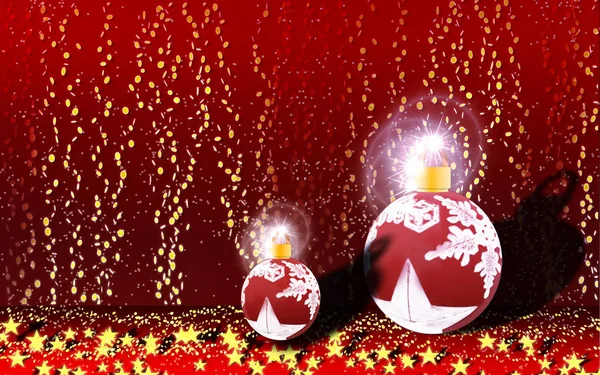 Vánoční Stromeček Hvězdy Cesta Přicházející Nebes Vzorované Hvězda Červené Pozadí — Stock fotografie