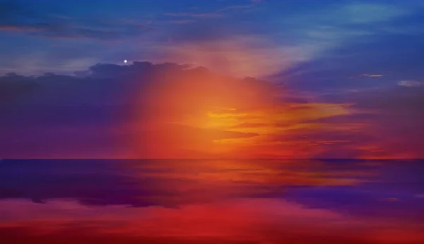 Kleurrijke Sunset Met Multi Kleur Haar Reflectie Water 2018 — Stockfoto