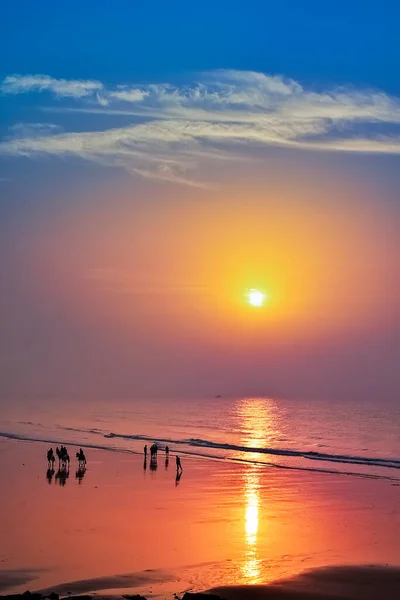 Alba Variopinta Colore Vivido Alla Spiaggia Mare Costo Orientale India — Foto Stock