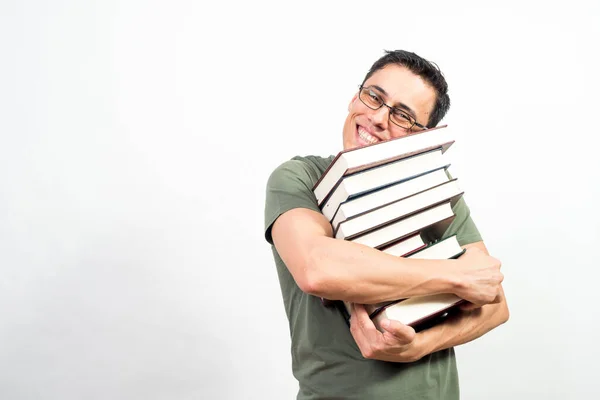 Mann Mit Brille Der Sich Das Lesen Verliebt Und Einen — Stockfoto