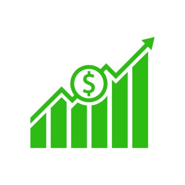 Dolar büyümesi grafik simgesi. Vecotor illüstrasyonu. Düz.