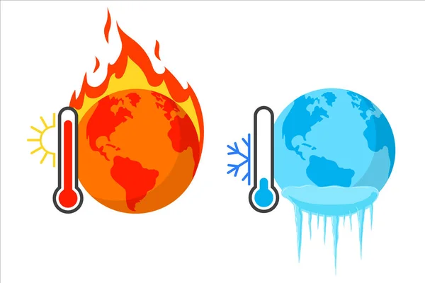 Planeta Frío Caliente Ilustración Vectorial Fondo — Vector de stock