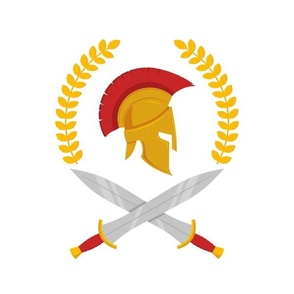 Vektorillustration Des Spartanischen Helms Flache Bauweise — Stockvektor