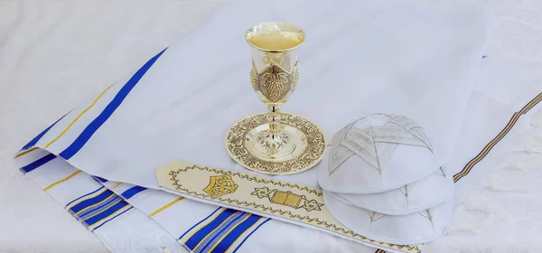 Festa Ebraica Preghiera Scialle Tallit Simbolo Religioso Ebraico — Foto Stock