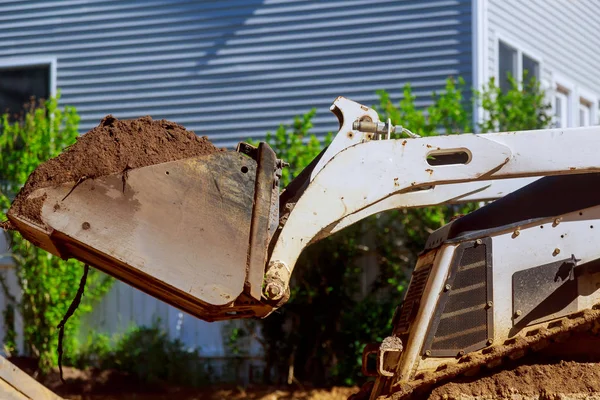 Cargador Frontal Bulldozer Earth Mover Trabajando Una Nueva Construcción — Foto de Stock