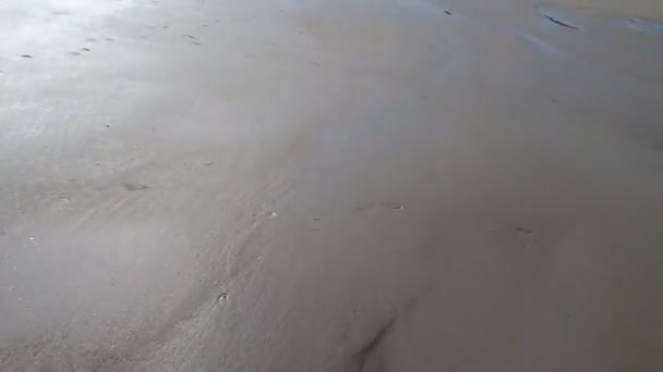 Luchtfoto van zandstrand water achtergrond — Stockvideo