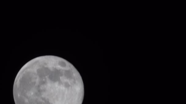 Fullmånen på svart bakgrund som se detaljer på ytan. Titta igen är awesome lämplig — Stockvideo