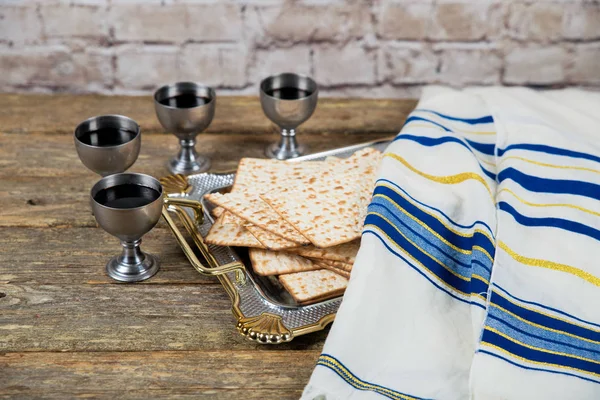 Чотири Склянки Вина Повинна Бути Яні Пасху Відповідно Єврейської Kiddush — стокове фото